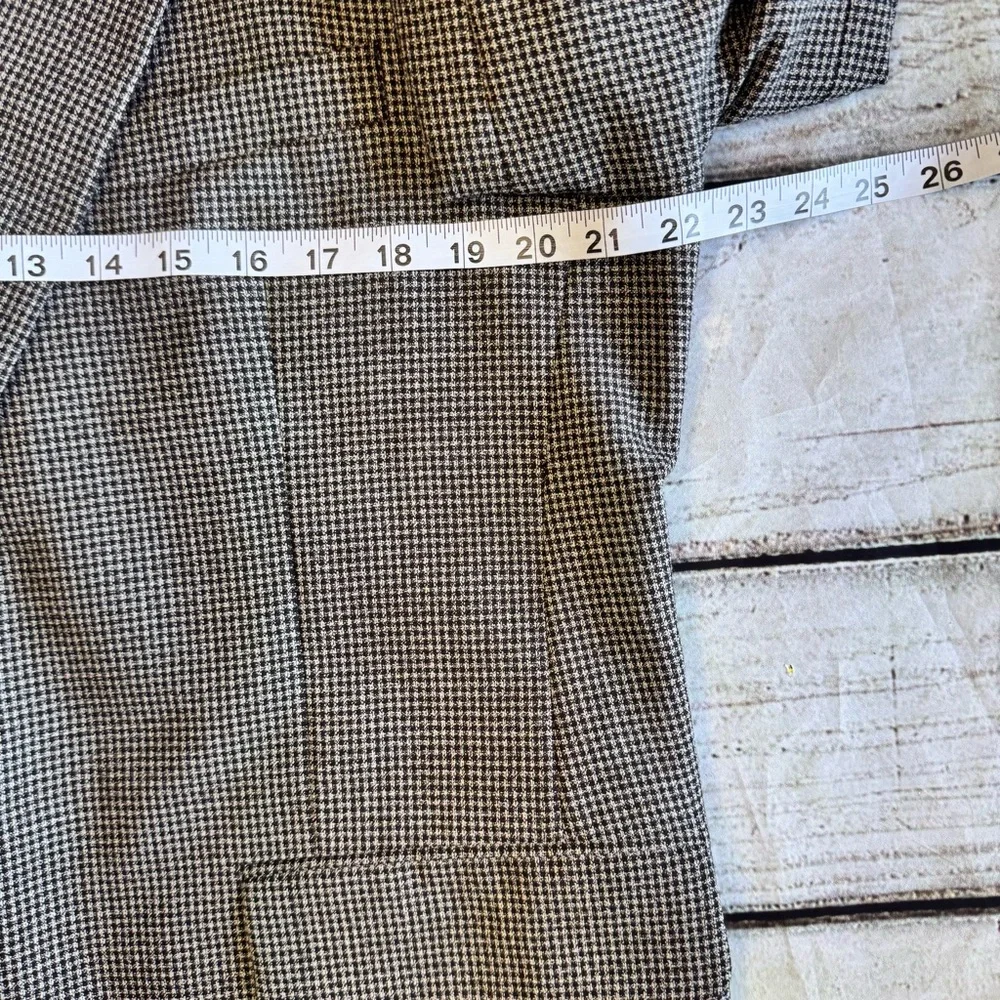 Hardy‎ Amies London Blazer Mens 38R Gray Houndstooth Wool Blend Sport Coat